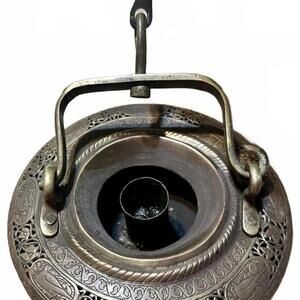 Late 1880 Indian Hand-Engraved Brass Collapsible Travel Lantern